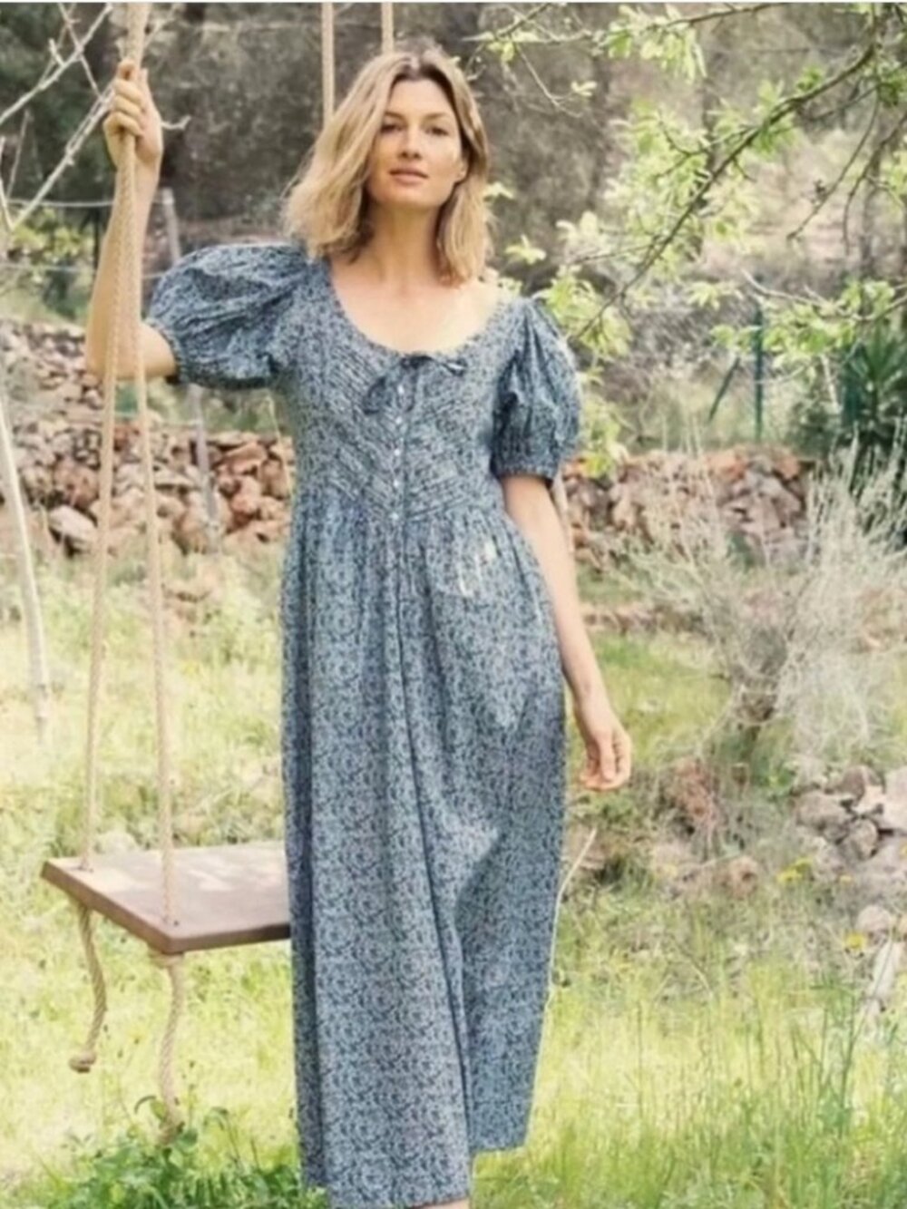 Doen Monceau Dress in Liberty Delores Ditsy Floral Blue